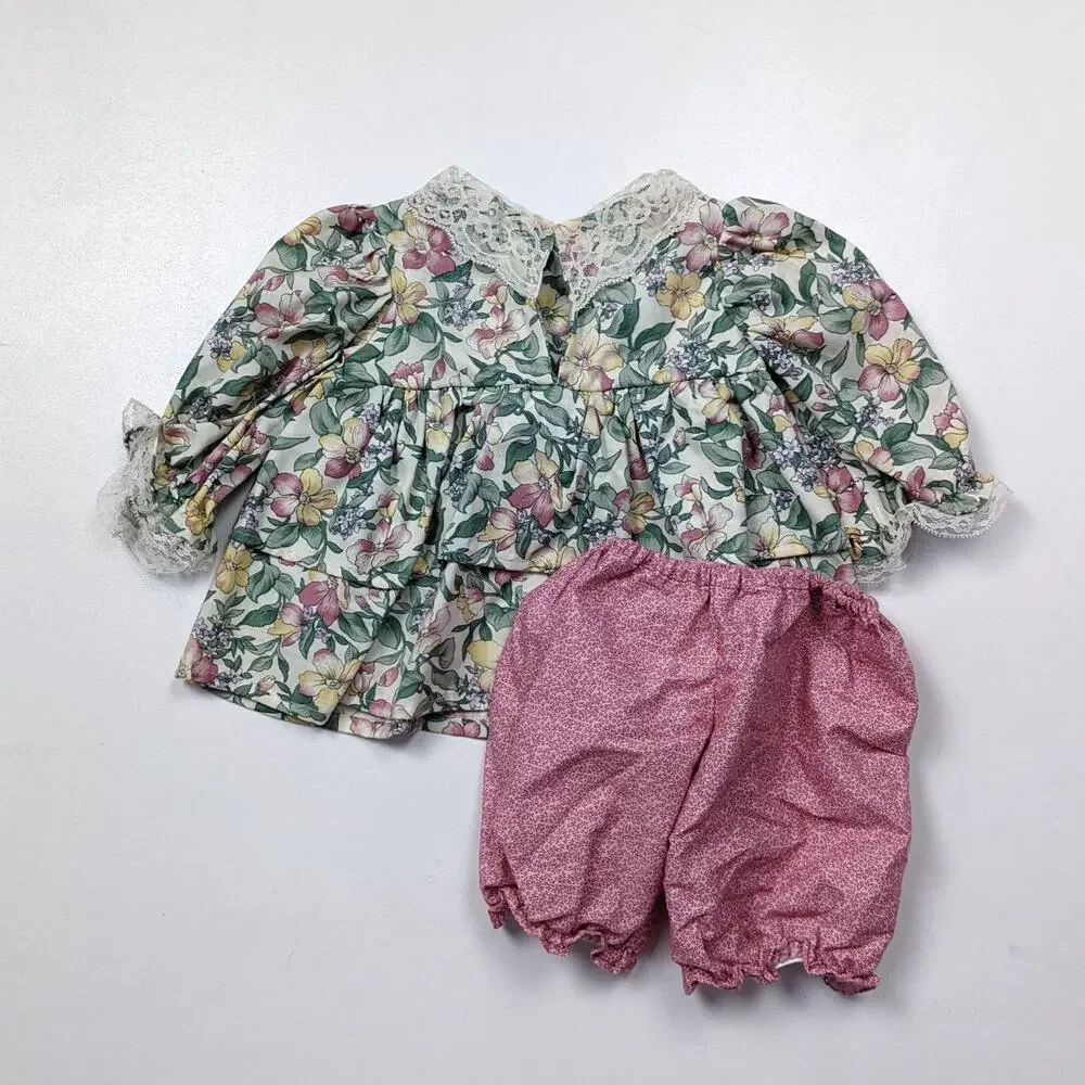 Vintage Handmade Outfit Baby Girls Size 12-18m Floral
